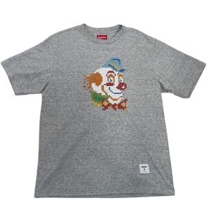 Supreme Clown Face Sequin T Shirt Grey Mens Small Short Sleeve Crew